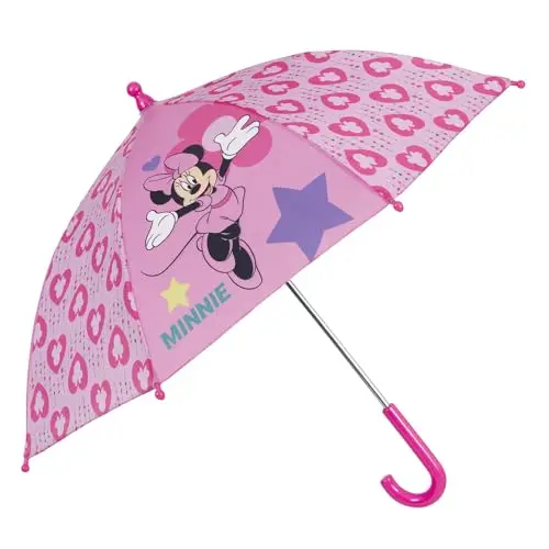 PERLETTI Ombrello Minnie Bambina 3 4 5 anni Rosa - Ombrello Disney con Apertura Manuale Antivento Bimba Piccolo -
