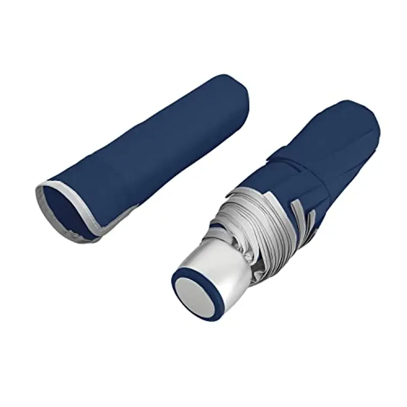 PERLETTI Ombrello Pieghevole Apertura Manuale Donna Uomo - Ombrello Antivento Piccolo da Borsa Viaggio Resistente Leggero - Ombrello Mini Compatto Tinta Unita - Diametro 98 cm (Blu Navy)