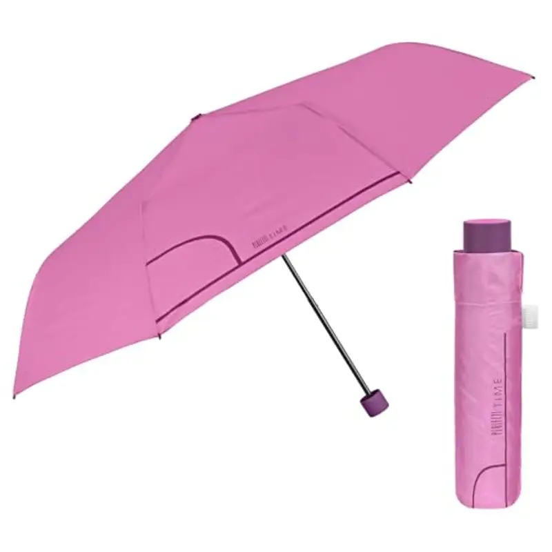 PERLETTI Ombrello Pieghevole Apertura Manuale Donna Uomo - Ombrello Antivento Piccolo da Borsa Viaggio Resistente Leggero - Ombrello Mini Compatto Tinta Unita - Diametro 98 cm (Rosa Pastello)