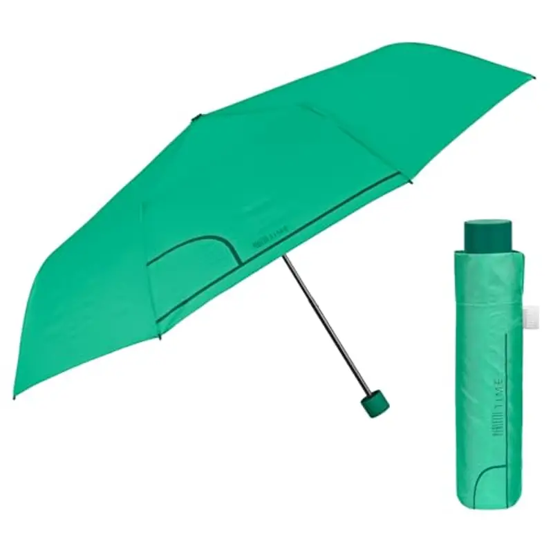 PERLETTI Ombrello Pieghevole Apertura Manuale Donna Uomo - Ombrello Antivento Piccolo da Borsa Viaggio Resistente Leggero - Ombrello Mini Compatto Tinta Unita - Diametro 98 cm (Verde Menta)