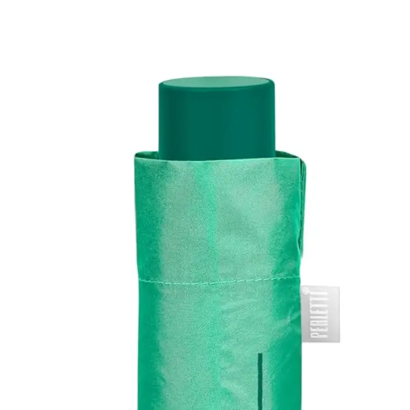 PERLETTI Ombrello Pieghevole Apertura Manuale Donna Uomo - Ombrello Antivento Piccolo da Borsa Viaggio Resistente Leggero - Ombrello Mini Compatto Tinta Unita - Diametro 98 cm (Verde Menta) miniatura 3