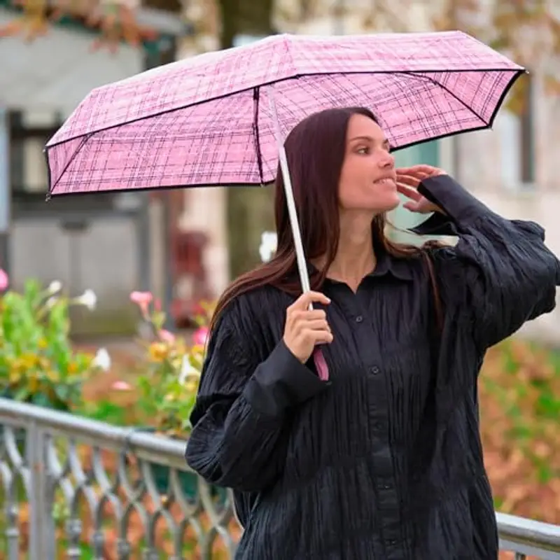 PERLETTI Ombrello Pieghevole Donna Antivento - Ombrellino Leggero Compatto Portatile da Borsa Viaggio - Apertura e miniatura 2