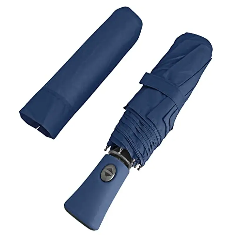 PERLETTI Ombrello Portatile Blu Scuro Uomo Donna da Borsa - Pieghevole Antivento - da Viaggio, Compatto con Apertura e Chiusura Automatica - Diametro 100 cm (Blu Navy)