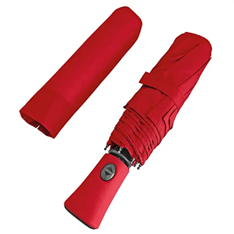 PERLETTI Ombrello Portatile Rosso Donna da Borsa - Ombrello Pieghevole da Pioggia Antivento Leggero - Ombrello Mini da Viaggio Compatto con Apertura e Chiusura Automatica - Diametro 100 cm (Rosso)