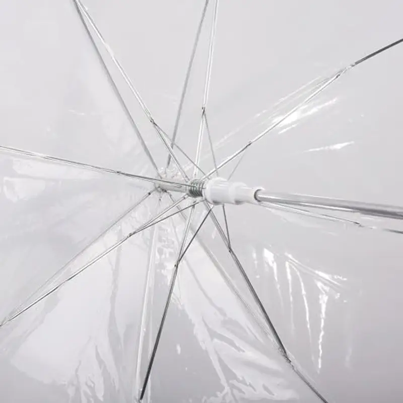 PERLETTI Ombrello Sposa Trasparente Pioggia Lungo - Ombrello Cupola Matrimonio Eventi Antivento con Manico Bianco - Ombrello Donna Classico da Cerimonia Automatico - Diametro 86 cm (Trasparente) miniatura 3