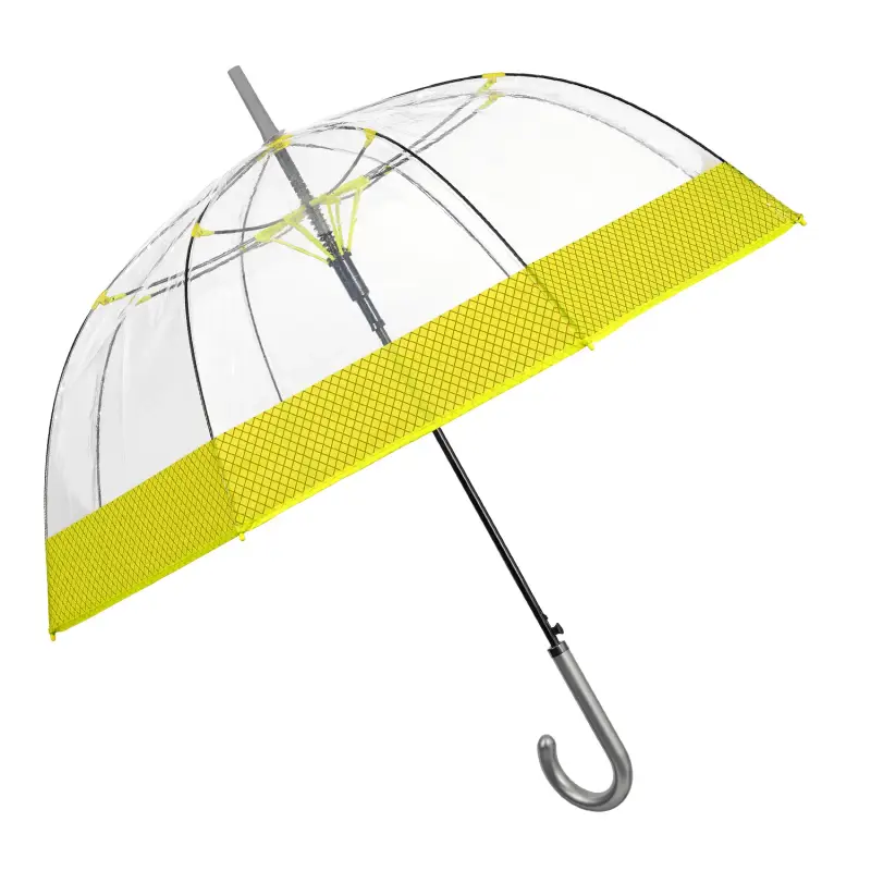 Ombrello Trasparente con Bordo Fluo Bordo Giallo