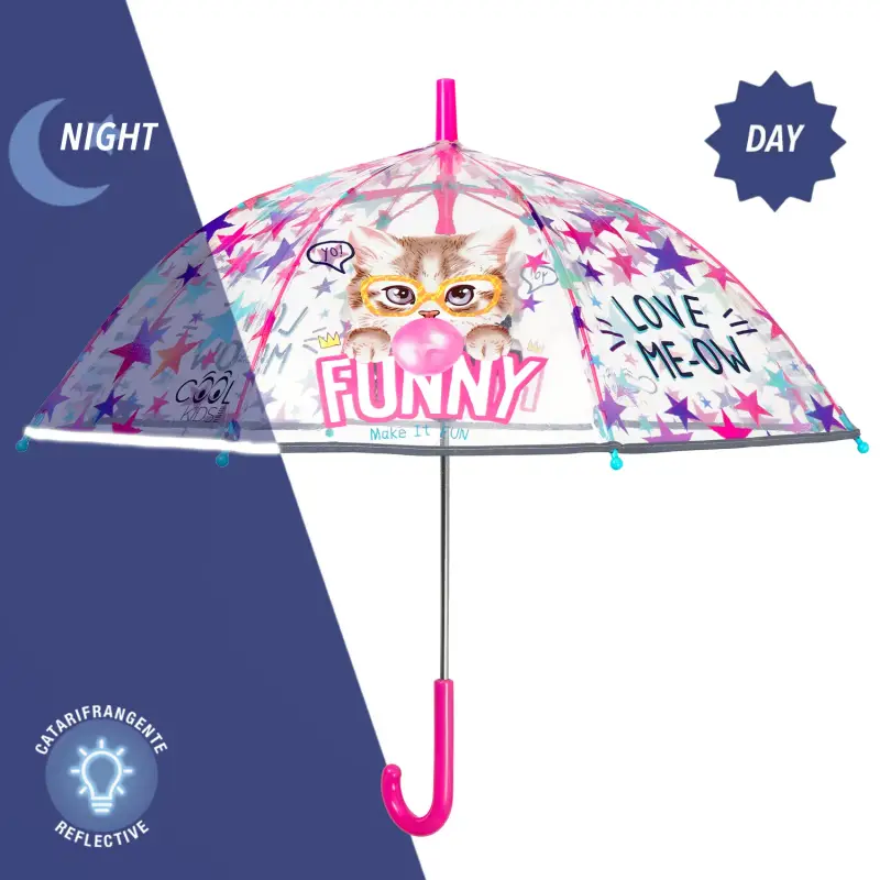 Ombrello Trasparente Funny Cat