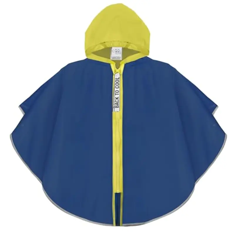 PERLETTI Poncho Antipioggia Bambino con Cerniera - Mantella Pioggia Impermeabile Bambini Scuola Materna con Cappuccio -