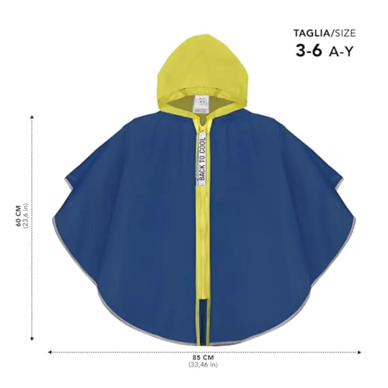 PERLETTI Poncho Antipioggia Bambino con Cerniera - Mantella Pioggia Impermeabile Bambini Scuola Materna con Cappuccio miniatura 3