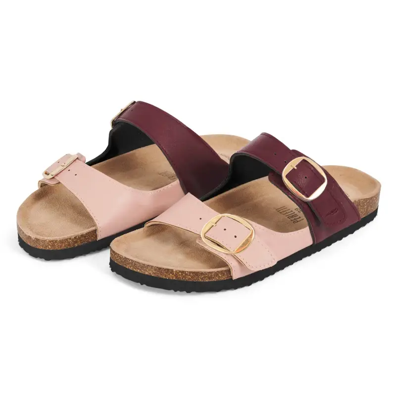 Sandalo Comfort Bicolore Rosa e Bordeaux