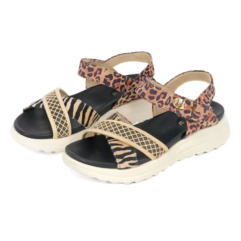 Sandalo Sneaker Mix&Match con Cinturino Nero Animalier