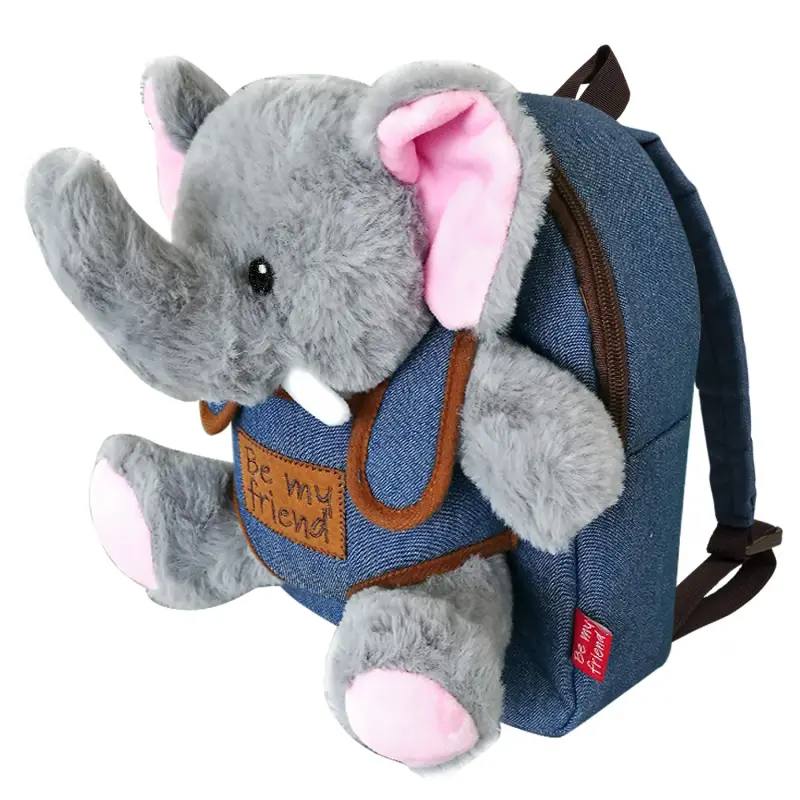 Zaino in Denim con Peluche Elefante