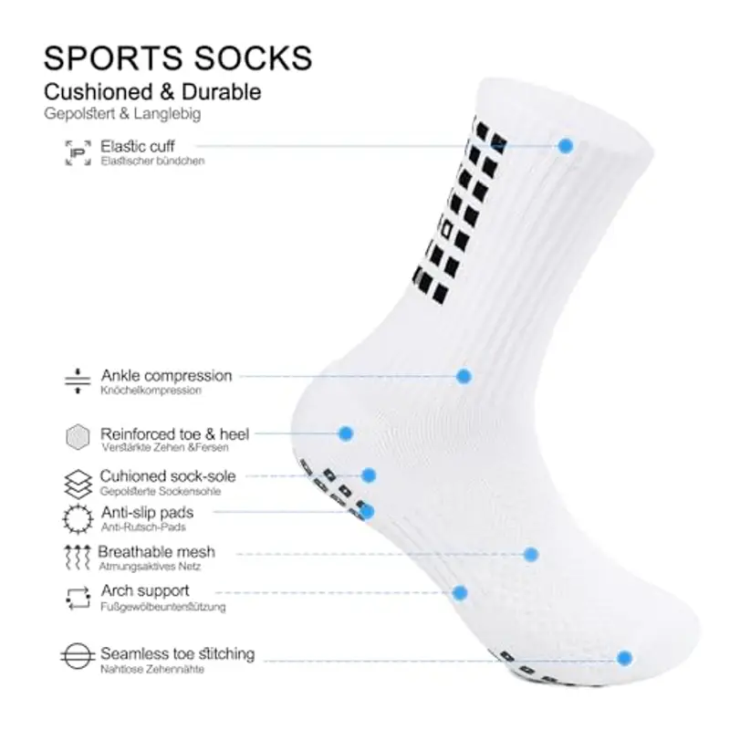 PERMANENTLY001 Calzini antiscivolo calcio grip calzini uomo donna calzino pilates yoga spugna anti-vesciche cotone miniatura 2