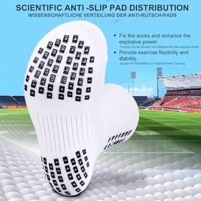 PERMANENTLY001 Calzini grip calcio uomo donna pilates calzini antiscivolo yoga Imbottita anti-vesciche sport calzini miniatura 3