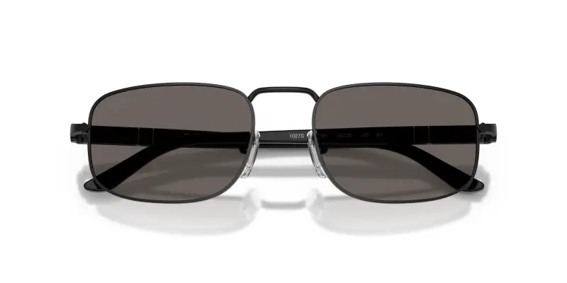 Unisex Persol PO1027S 1078B1 Occhiali da sole Metallo Nero Grigio Pillow Normale miniatura 2
