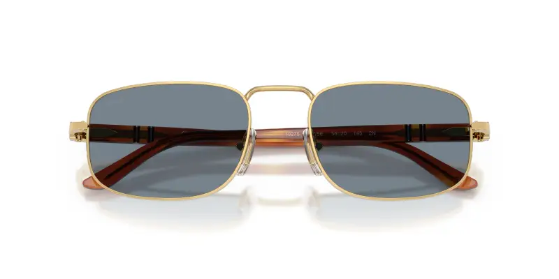 Unisex Persol PO1027S 113256 Occhiali da sole Metallo Oro Blu Pillow Normale miniatura 2