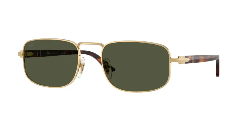 Unisex Persol PO1027S 515/31 Occhiali da sole Metallo Oro Verde Pillow Normale