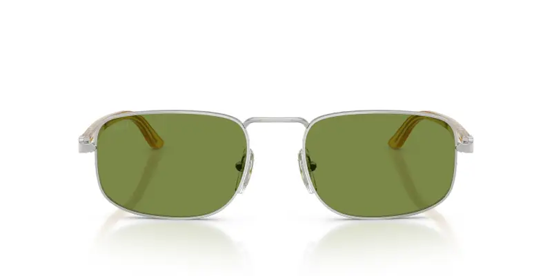 Unisex Persol PO1027S 518/4E Occhiali da sole Metallo Argento Verde Pillow Normale miniatura 3