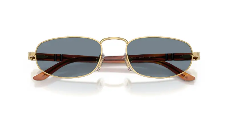 Unisex Persol PO1028S 113256 Occhiali da sole Metallo Oro Blu Pillow Normale miniatura 2