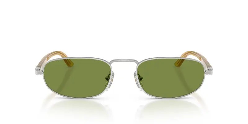 Unisex Persol PO1028S 518/4E Occhiali da sole Metallo Argento Verde Pillow Normale miniatura 3