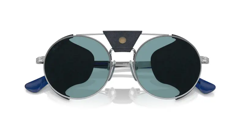 Unisex Persol PO2496SZ 1139P1 Occhiali da sole Metallo Argento Blu Rotonda Polarizzata miniatura 2