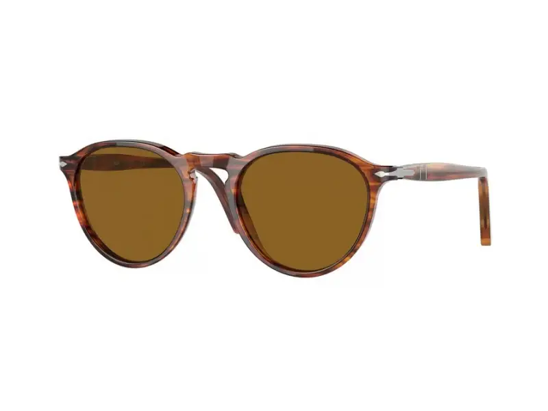 Unisex Persol PO3286S 115733 Occhiali da sole Plastica Rosso strisciato Marrone Pantos Normale