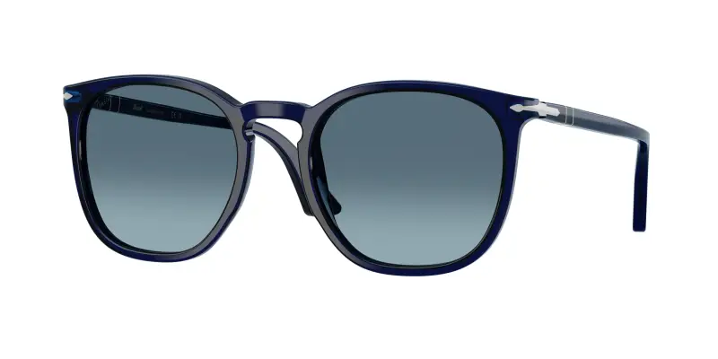 Unisex Persol PO3316S 181/Q8 Occhiali da sole Acetato Blu Blu Rotonda Normale Sfumato