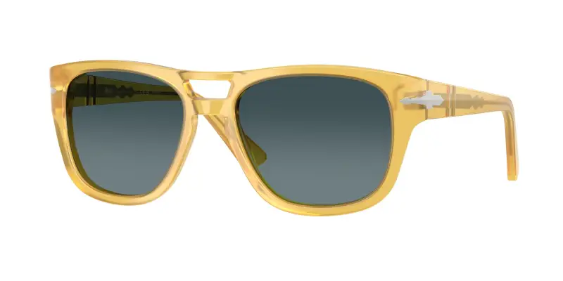 Unisex Persol PO3366S 204/S3 Occhiali da sole Acetato Giallo Blu Squadrata Polarizzata Sfumato