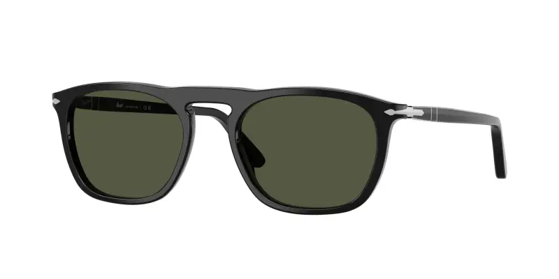 Unisex Persol PO3391S GAE 95/31 Occhiali da sole Acetato Nero Verde Squadrata Normale