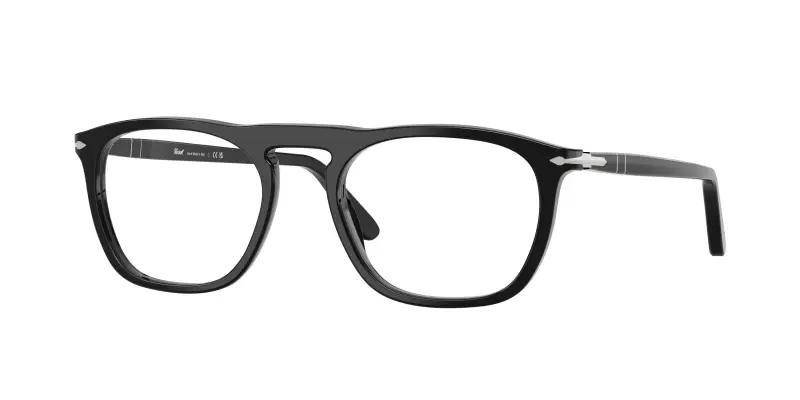 Unisex Persol PO3391V 95 Montature da vista Acetato Nero Trasparente Squadrata Normale