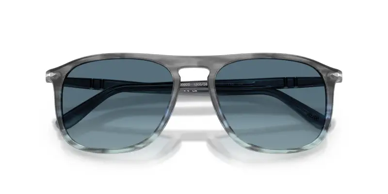 Unisex Persol PO3392S 1205Q8 Occhiali da sole Acetato Grigio Blu Squadrata Normale Sfumato miniatura 2