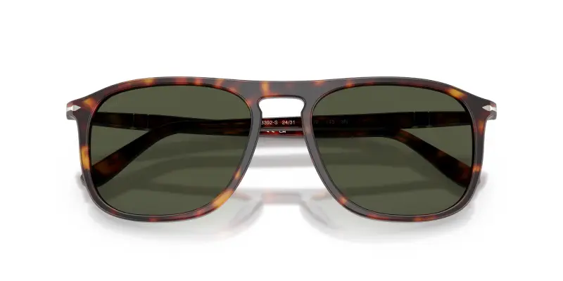 Unisex Persol PO3392S 24/31 Occhiali da sole Acetato Tartaruga Verde Squadrata Normale miniatura 2