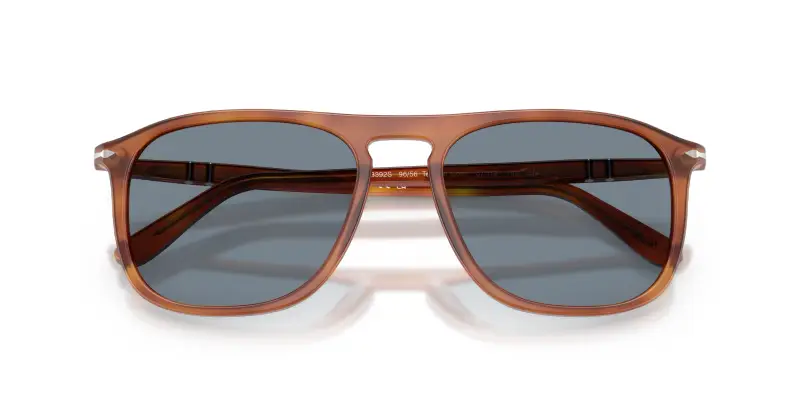 Unisex Persol PO3392S 96/56 Occhiali da sole Acetato Marrone Blu Squadrata Normale miniatura 2