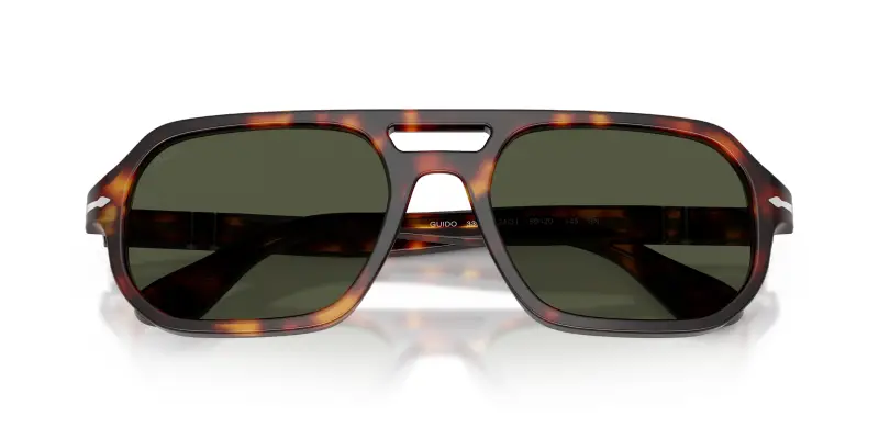 Unisex Persol PO3393S GUIDO 24/31 Occhiali da sole Acetato Tartaruga Verde Pillow Normale miniatura 2