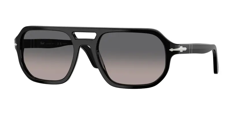 Unisex Persol PO3393S GUIDO 95/M3 Occhiali da sole Acetato Nero Grigio Pillow Polarizzata Sfumato