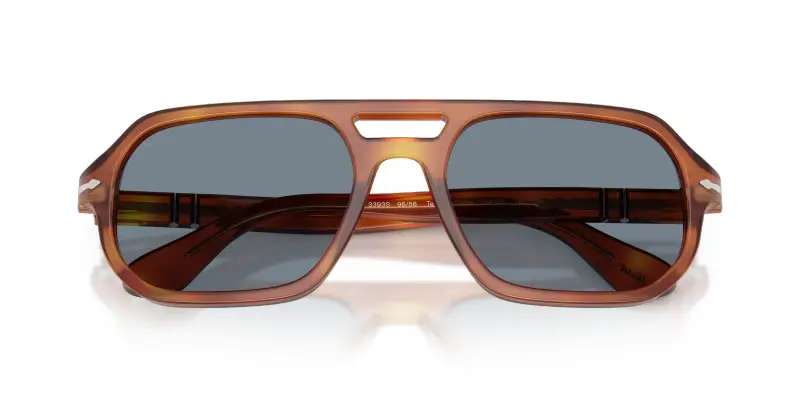 Unisex Persol PO3393S GUIDO 96/56 Occhiali da sole Acetato Marrone Blu Pillow Normale miniatura 2