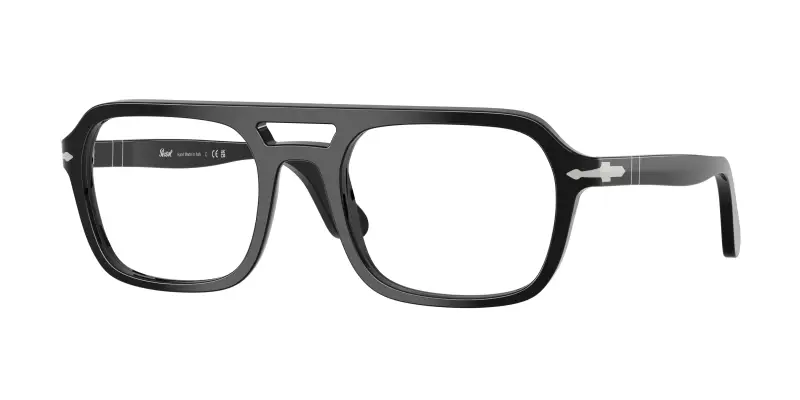 Unisex Persol PO3394V 95 Montature da vista Acetato Nero Trasparente Squadrata Normale