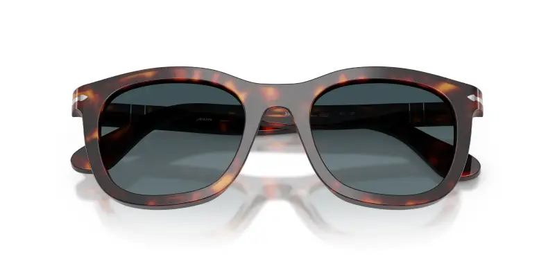 Unisex Persol PO3395S 24/S3 Occhiali da sole Acetato Tartaruga Blu Pantos Polarizzata Sfumato miniatura 2