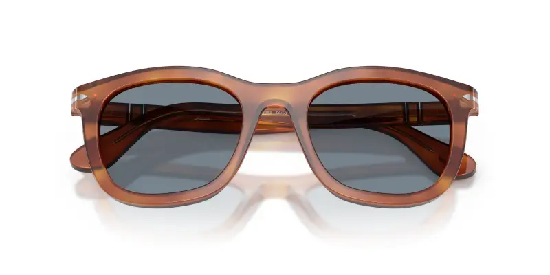 Unisex Persol PO3395S 96/56 Occhiali da sole Acetato Marrone Blu Pantos Normale miniatura 2