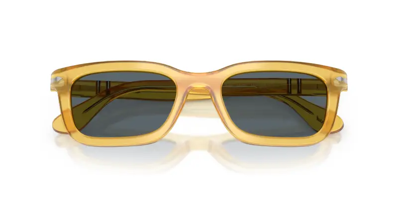 Unisex Persol PO3396S 204/R5 Occhiali da sole Acetato Giallo Blu Squadrata Normale miniatura 2