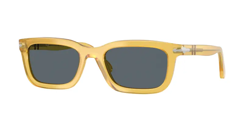 Unisex Persol PO3396S 204/R5 Occhiali da sole Acetato Giallo Blu Squadrata Normale