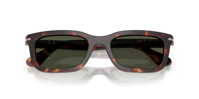 Unisex Persol PO3396S 24/31 Occhiali da sole Acetato Tartaruga Verde Squadrata Normale miniatura 2