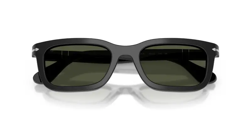 Unisex Persol PO3396S 95/31 Occhiali da sole Acetato Nero Verde Squadrata Normale miniatura 2