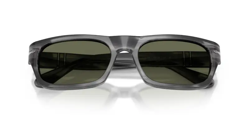Unisex Persol PO3398S 119258 Occhiali da sole Acetato Grigio Verde Squadrata Polarizzata miniatura 2