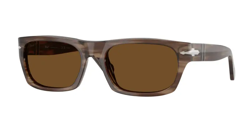 Unisex Persol PO3398S 120857 Occhiali da sole Acetato Tartaruga Marrone Squadrata Polarizzata