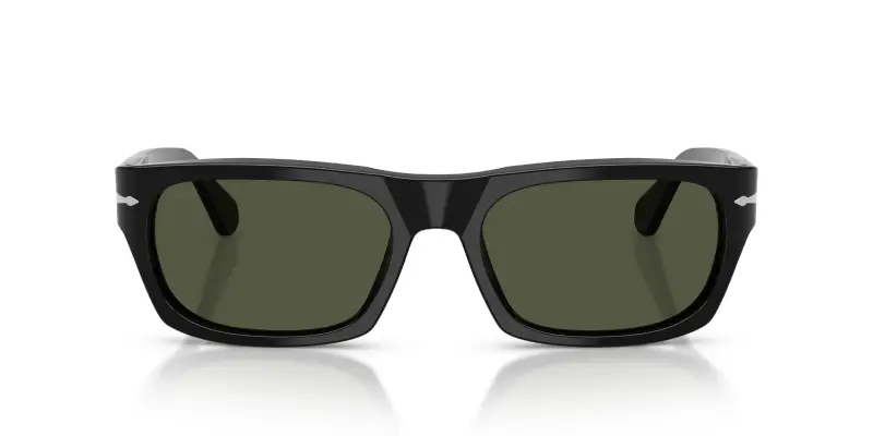 Unisex Persol PO3398S 95/31 Occhiali da sole Acetato Nero Verde Squadrata Normale miniatura 3
