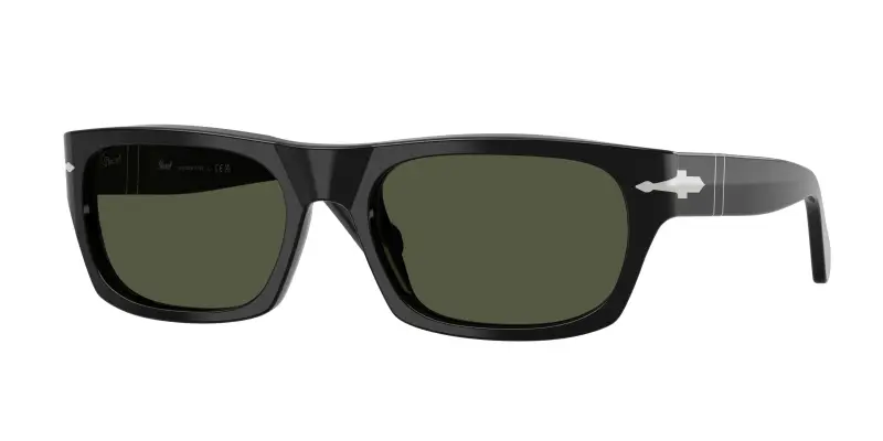 Unisex Persol PO3398S 95/31 Occhiali da sole Acetato Nero Verde Squadrata Normale