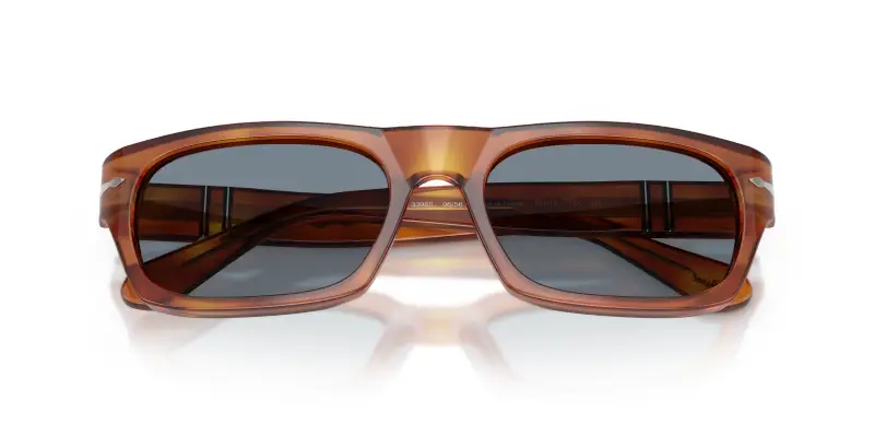 Unisex Persol PO3398S 96/56 Occhiali da sole Acetato Marrone Blu Squadrata Normale miniatura 2