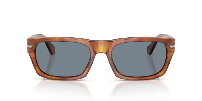 Unisex Persol PO3398S 96/56 Occhiali da sole Acetato Marrone Blu Squadrata Normale miniatura 3
