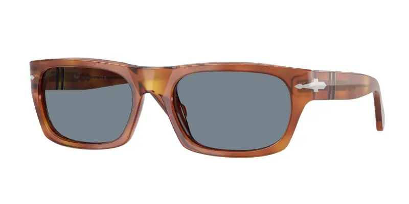 Unisex Persol PO3398S 96/56 Occhiali da sole Acetato Marrone Blu Squadrata Normale